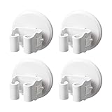 O'woda 4 Pezzi Portascope e Portaspazzole Muro Montato, Supporto Adesivo per Scopa e Porta Utensili, Ganci Portascope da Muro Per Cucina, Giardino, Garage, Bagno, Ufficio, Bianco