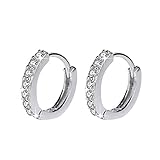 Generic PULABO Orecchini in argento sterling 925 Orecchini a cerchio con piccoli fiori in cristallo naturale per le donne Regalo di gioielli di moda di compleanno squisito, AS SHOWN,As Shown