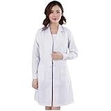 Camice da Laboratorio Bianco Studenti Chimica Scuola Superiore Liceo università Uomo Donna Maniche Lunghe Cotone Poliestere Resistente Camici Laboratorio Esperimenti Scienze Lezioni (A01-White, M)