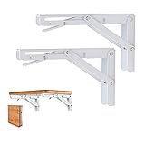 O'woda Staffe Pieghevoli per Tavolo da Muro, 300mm / 12in Staffe per Mensole Pesanti, Salvaspazio Reggimensola Pieghevole da Parete, Carico Massimo: 60 kg, Bianco
