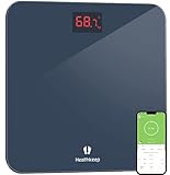 Bilancia Pesapersone Bilancia di Precisione con BMI Pesa Persona Bilancia Pesapersone Digitale Bluetooth con App per IOS e Android Smartphone, Robusto Vetro Temperato, LED Display, 180kg, Grigio