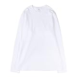 Cotton Long Sleeve T-Shirt Bottoming Shirt Round Neck Top Women Men (M, White)