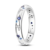 Anello intarsiato con zirconi colorati, stella luna cerchio completo, anello indice, gioielli da donna, Acciaio inossidabile, Zircone sintetico