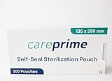 CarePrime Sacchetti per sterilizzazione, autoadesivi per autoclave, 200 pezzi (135 x 260 mm)