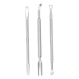 opove CP-3 - Set di 3 spatole per cuticole, in acciaio INOX, per unghie e piedi, per la cura delle cuticole e delle unghie dei piedi, per la cura delle cuticole per donne e ragazze, colore: argento