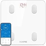 RENPHO Bilancia Pesapersone Digitale, Bilancia Impedenziometrica Intelligente Bluetooth, 13 Funzioni, Analisi Composizione Corporea con App per Massa Grassa, BMI, Grasso Viscerale, Bianca