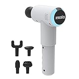 HoMedics, Pistola Massaggio Muscolare, Massaggiatore Elettrico Portatile a Percussione per Tessuti Profondi, Batteria Ricaricabile da 4000 mAh, 5 Testine Massaggianti, 3 Velocità 2100-3000 rpm, Bianco