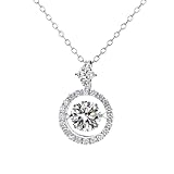 Collana in moissanite da donna, solitario placcato in moissanite, regalo di Natale con gioielli, Misura unica, Acciaio inossidabile, Zirconia cubica