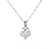 Collana da donna con ciondolo a forma di fiore di loto blu cielo che si illumina al buio, alla moda