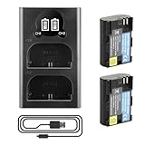 2 X LP-E6 LP-E6N Batteria di Ricambio e Doppio caricatore Compatibile con Canon EOS 5D Mark II, DS Mark III, 5D Mark IV, 5DS, 5DS R, 6D, 7D, 7D Mark II, 80D, 70D, 60D, 60Da
