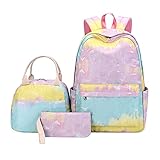 Ysimee Zaino scuola grande elementare/media/superiore, 30L Zaino scuola in tre pezzi Graffiti Glow Splatter Cielo Stellato, Zaino Colore Sfumato Rosa