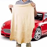 90cm x60cm Grande Panno in Pelle Per Auto,Naturale Panno di Camoscio per Auto,Panno per la pulizia auto,Per la Pulizia e l'asciugatura della superficie dell'auto,Panno Pulizia Pelle,Super Assorbente