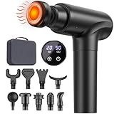 Cotsoco Pistola Massaggio Muscolare con Calore, 20 Velocità e 10 Testine, Massaggiatore a Percussione con Schermo LED Touch, Silenziosa con Borsa da Trasporto