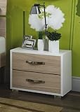 1PEZZO LINEA MODERN COMODINO 2 CASSETTI 52X36XH43 CM OLMO/BIANCO