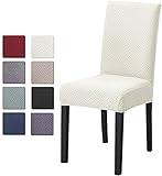 O'woda 6 Pezzi Coprisedia con Schienale Microfibra, Universale, Moderno Coprisedia Elastico, Lavabile, Morbido e Resistente, per Sala da Pranzo, Nozze, Hotel, ECC. (Bianco)