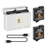 Joiry OSMO Action 5 Pro/4/3 batterie 2X 2600mAh di ricambio batterie e USB doppio LED caricatore compatibile con DJI Osmo Action 5 Pro/Osmo Action 4/Osmo Action 3 fotocamera