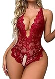 Lingerie Donna Sexy Intima Babydoll Camicia da Notte in Pizzo Trasparente Intima da Notte Scollo a V Aperto Erotics Sleepwear Hot Hollow Halter Lingerie Body Sexy Pigiama Set