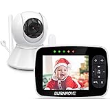 BURNNOVE Baby Monitor 3.5 Pollici Baby Video Camera Remota Direzionale 2x Zoom Digitale con Modalità ECO Attivazione Vocale Visione Notturna Controllo Remoto Temperatura Stanza Ninne Nanne