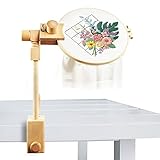 O'woda Telaio Punto Croce Supporto, Ricamo Stand Hoop Legno, 360 Gradi Supporto per Ricamo con Cerchio Regolabile Telaio da Ricamo 20cm, Supporto per Telaio Fai-da-Te Arte
