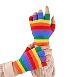 Generic M749 Rainbow-Colored Half-Finger Gloves, Acrylic