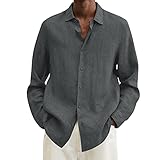 Generic Camicia Elegante Camicia da Uomo a Maniche Lunghe con Colletto rovesciato da Uomo in Cotone e Lino Estivo da Uomo, Casual, Taglie Forti Maglia 8XL