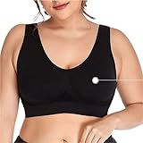 Generic Reggiseni Sportivi Donna Taglie Forti Busto Più Grande Copertura Completa Traspirante Comfort Elasticizzato Fitness (Color : Black, Size : 6XL)