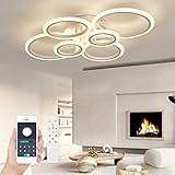 Plafoniera Moderna Dimmerabile L80cm, Bianca 72W 6400LM, LED Con Telecomando per Soggiorno, Cameretta, Camera da Letto, Cucina, Corridoio, Balcone, Sala da Pranzo