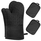 Guanti da Forno, MILcea Presine e Guanti da Forno Guanti da Cucina Guanti da Forno in Silicone e Cotone Resistenti al Calore fino a 300 °C