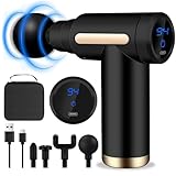 AQXONG Mini pistola per Massaggio Muscolare, Pistola da Massaggio Ultra Silenziosa 45DB, 6 Velocità, 4 Testine Massaggianti, Display LCD, Massaggiatore Portatile per Alleviare i Dolori Muscolari