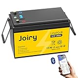 Joiry 12V 200AH Bluetooth LiFePO4 Batteria al Litio 2560W, 200A BMS,4000-15000 cicli profondi, perfetta per applicazioni domestiche, RV, Marine, Scooter, ricaricabile da pannello solare