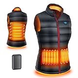 Popozono Gilet Riscaldato per donne con 4 zone di Riscaldamento, Gilet Riscaldato con Batteria da 10.000 mAh, con Adattatore Universale da Viaggio