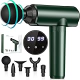 Pistola Massaggio Muscolare, Lefity 30 Livelli Regolabili e 6 Testine,Massaggiatore Professionale con Display LCD, per Alleviare Il Dolore Muscolare, Verde Scuro