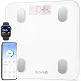 RENPHO Bilancia Pesapersone Digitale, Bilancia Impedenziometrica Intelligente Bluetooth, 13 Funzioni, Analisi Composizione Corporea con App per Massa Grassa, BMI, Grasso Viscerale, Bianca