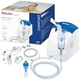 Beurer IH 26 Aerosol ad Aria Compressa Con Doccia Nasale E Accessori Completi Inclusi, Bianco/Blu, ‎16.6 x 14.8 x 14.1 cm, Tempo di inalazione breve e pressione di esercizio di 0.8 - 1.45 bar