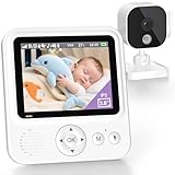 BURNNOVE Baby Monitor Video e Audio 2,8' IPS Senza Alimentatore Schermo 720P Batteria 2000mAh VOX Visione Notturna Comunicazione Bidirezionale Ninna Nanna