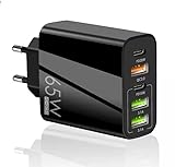 Caricatore Multiplo 65 W 5 Porte USB C, QC3.0, Adattatore USB C PD20W, Caricatore Multiplo Ricarica più Rapida e Sicura. Compatibile con tutti Cellulari inclusi Samsung, Xiaomi