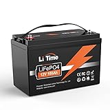 Batteria LiTime 12V 100Ah al litio LiFePO4, BMS 100A incorporato, 4000-15000 cicli, 10 anni di durata, perfetta per RV, energia solare, alimentazione di backup, applicazioni fuori rete, barca