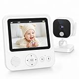 BURNNOVE Baby Monitor con Telecamera, 2000mAh Schermo IPS 2.8' 720P, Visione Notturna, Zoom, Audio Bidirezionale, Modalità VOX, Sensore Temperatura, Ninne Nanne, Connessione FHSS 2.4GHz