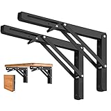 O'woda Staffe Pieghevoli per Tavolo da Muro, 400mm / 16in Staffe per Mensole Pesanti, Salvaspazio Reggimensola Pieghevole da Parete, Carico Massimo: 80 kg, Nero