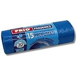 FRIO - Confezione da 15 Sacchetti 30 Litri al Profumo di FRESCHEZZA MARINA - 52x58cm, Colore Azzurro - Sacchetti per la Spazzatura di Qualità Premium, extra resistenti