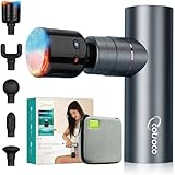 cotsoco Mini Pistola Massaggio Muscolare con Caldo e Freddo, Massaggiatore a Percussione Profondo, Corpo in Metallo, 5 Testine, Custodia Portatile, Pistola Massaggiante Professionale e Portatile