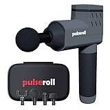 Pulseroll Pro Athlete Grade Percussion Handheld Deep Tissue Muscle Massger Gun Full Size Massger Gun 4 velocità con 4 teste e custodia per il trasporto, grigio scuro