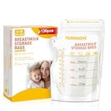 BURNNOVE Sacchetti Latte Materno 130pcs 250ml Sacchetti per la Raccolta del Latte Materno Senza BPA Sterilizzati a Doppia Chiusura per Il Congelamento, la Conservazione e lo Stoccaggio Trasporto