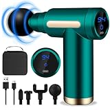 AQXONG Mini pistola per Massaggio Muscolare, Pistola da Massaggio Ultra Silenziosa 45DB, 6 Velocità, 4 Testine Massaggianti, Display LCD, Massaggiatore Portatile per Alleviare i Dolori Muscolari