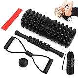QOUBNIC Rullo Massaggio Muscolare, Kit 5 in 1 Foam Roller Roller Pilates per Tensione Muscolare Rullo Massaggio Muscolare, Rullo Massaggio Muscolare per Stretching Yoga, 33cm x 14cm