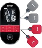 Beurer EM 59 Elettrostimolatore TENS/EMS con Funzione Calore, 2 canali Indipendenti, 64 Applicazioni prePprogrammate e 6 Programmi Individuali, inclusi 4 Elettrodi gel Autoadesivi (45x45 mm)