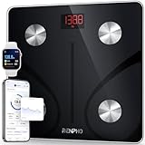 RENPHO Bilancia Pesapersone Digitale, Bilancia Impedenziometrica in Vetro Temperato, Fino a 180 kg, Bilancia Smart Dotata di 13 Misurazioni (BMI/Grasso corporeo/BMR/Muscoli), 28 cm, Elis 1