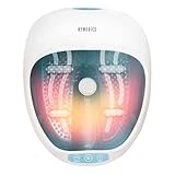 Homedics Pediluvio Massaggiatore Piedi 4 in 1 - Idromassaggio, Magnetoterapia, Vibrazione, Mantenimento Temperatura 40°C - Taglia Max 47, Bianco/Azzurro