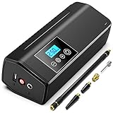 BURNNOVE Compressore d'Aria Portatile 120PSI 2000mAh Mini compressore Pneumatico Ricaricabile Cordless Pompa elettrica per Pneumatici con 3 unità di Pressione 4 adattatori per ugelli Display LCD