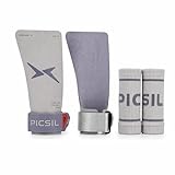 PICSIL - Paracalli Heron, Grips per Protezione Mani, Uso con o Senza Magnesite, con Astuccio e Polsini, Ideale per WOD, Cross Training, Calisthenics e Fitness (Fog, G+)